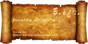 Beretka Ádám névjegykártya